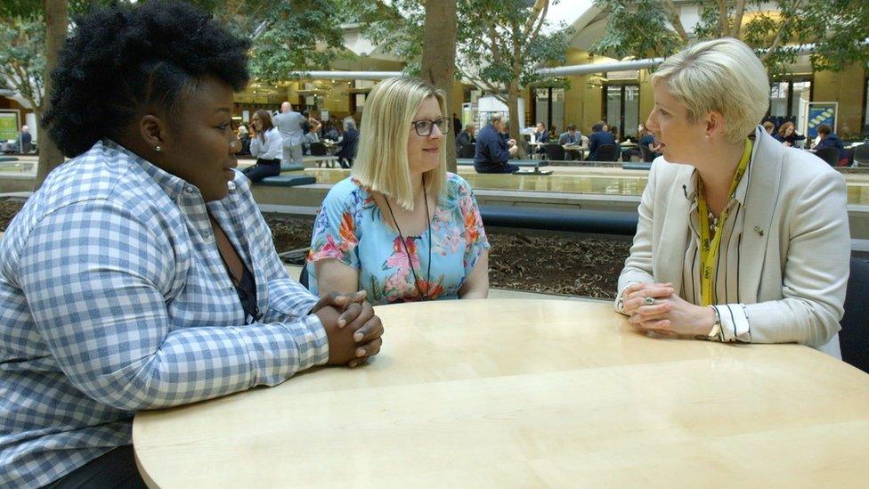 Hannah Bardell with Chiara Stone and LaTifah Atkinson Campbell