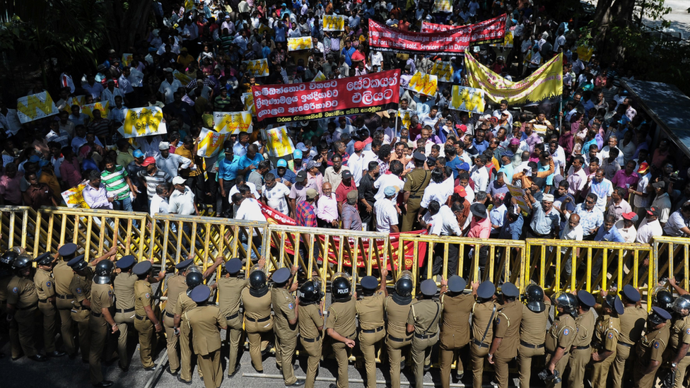 Protests over proposed sale of Sri Lanka's Hambantota port to China, January 2017