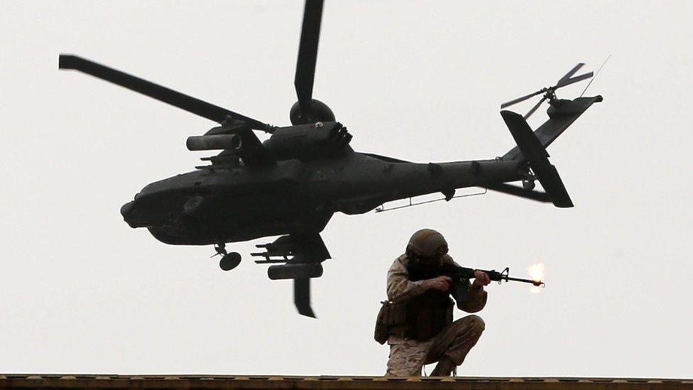 A member of the Emirati armed forces taking part in a military show