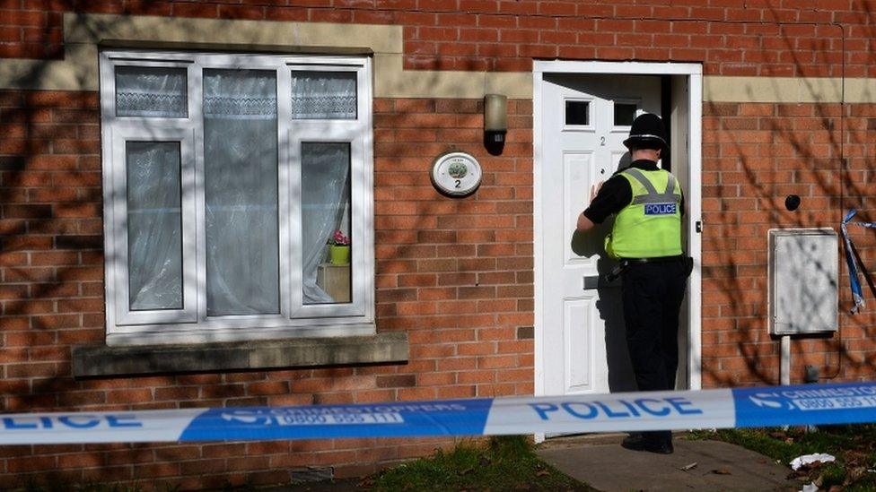 Policeman standing guard