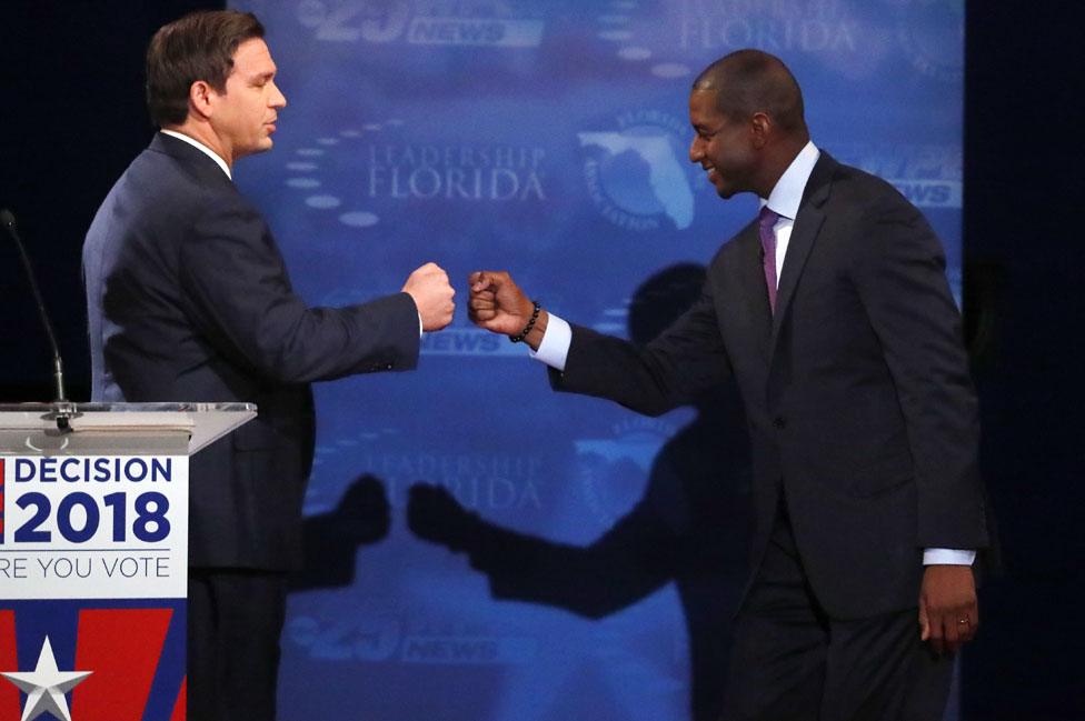 Ron DeSantis (L) and Andrew Gillum (R)