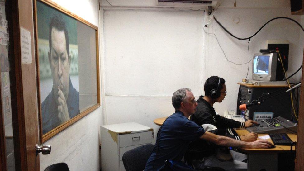 A view of one of the studios at community station Radio Libre Negro Primero