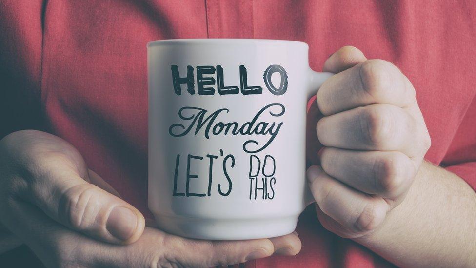 Mug with Monday written on it