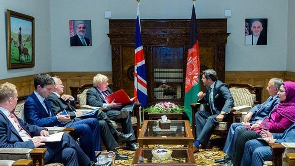 Boris Johnson meeting Afghan officials in Kabul