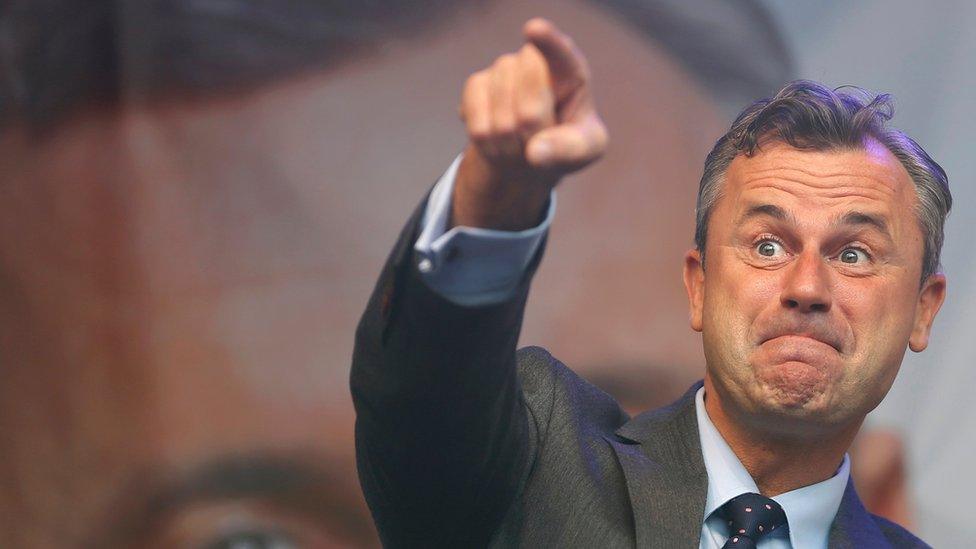 Norbert Hofer arrives for his final election rally in Vienna, Austria (20 May 2016)