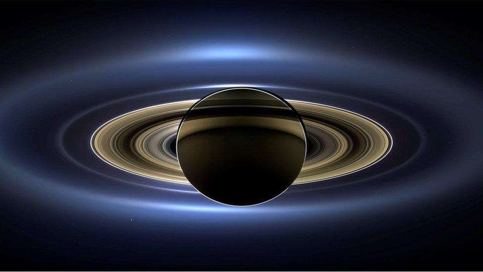 A detailed view of Saturn's rings made with images from Cassini