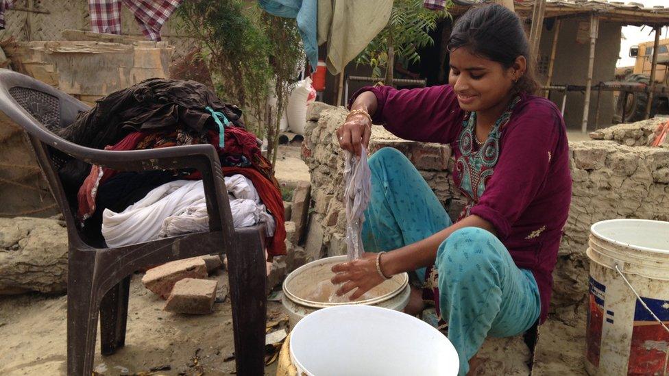 Pakistani Hindus at a camp in Delhi