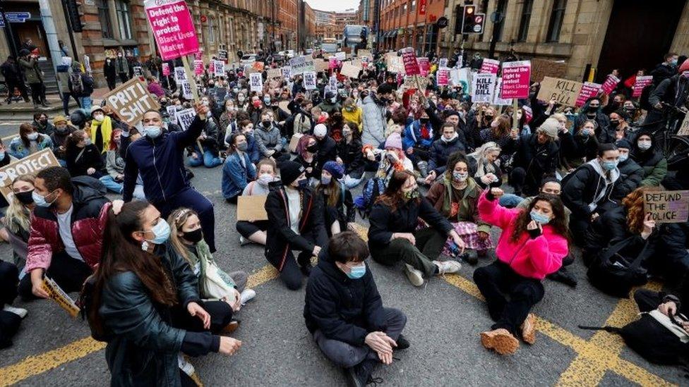 Protesters in Manchester