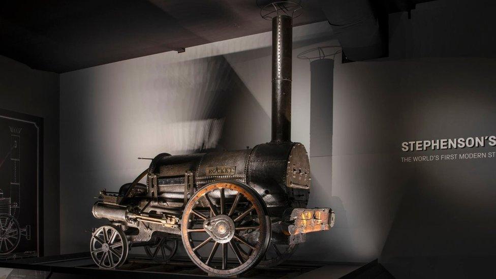 An old steam locomotive on display in York