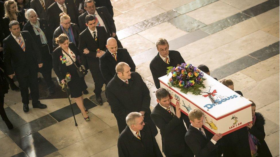 The coffin in the Minster