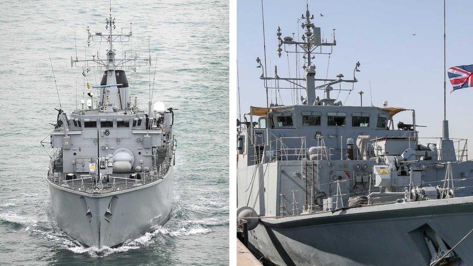 A composite image of Royal Navy ships HMS Chiddingfold and HMS Bangor