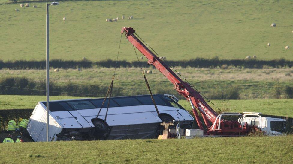 Rangers bus being lifted