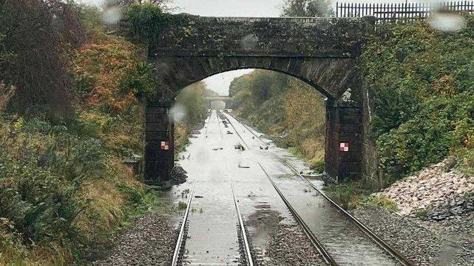 Flooded rail line