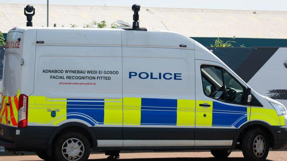 Police van with facial recognition equipment