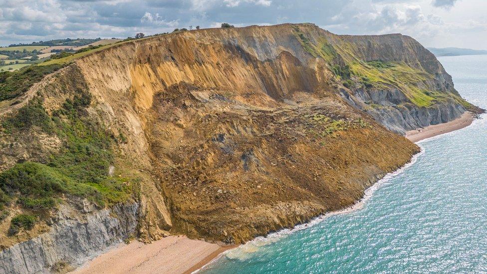 Aerial view of the landslip