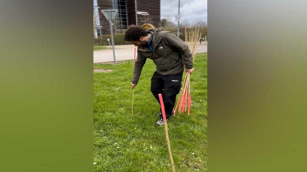 Ashley Pinnock plants red-tipped canes