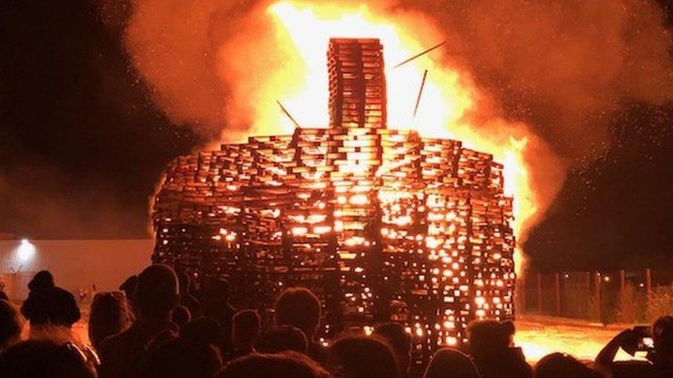 The bonfire at Avoniel Leisure Centre