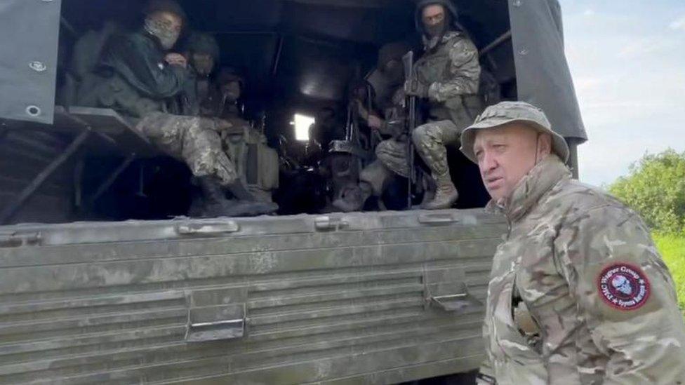 Yevgeny Prigozhin speaking to Wagner troops