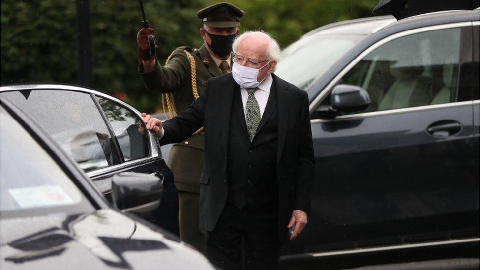 The President of Ireland Michael D. Higgins arrives at the Cathedral