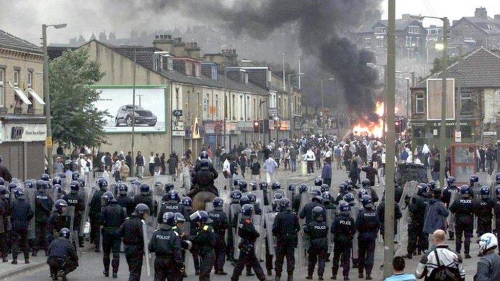 The riots followed an attempt by the National Front to march through Bradford