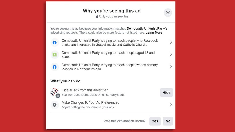 DUP targeted ad information