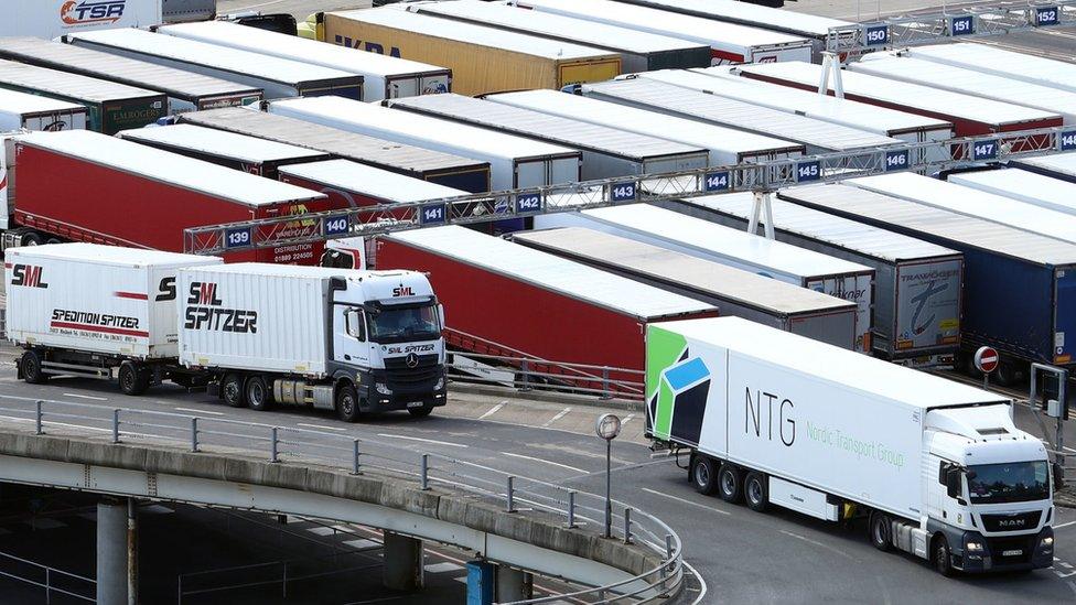 Lorries at Dover, 20 April 2021