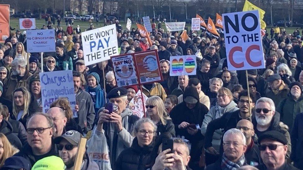 Rally in Cambridge against the congestion charge