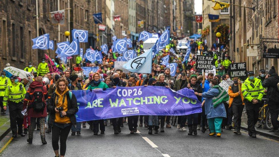 Protestors in Edinburgh