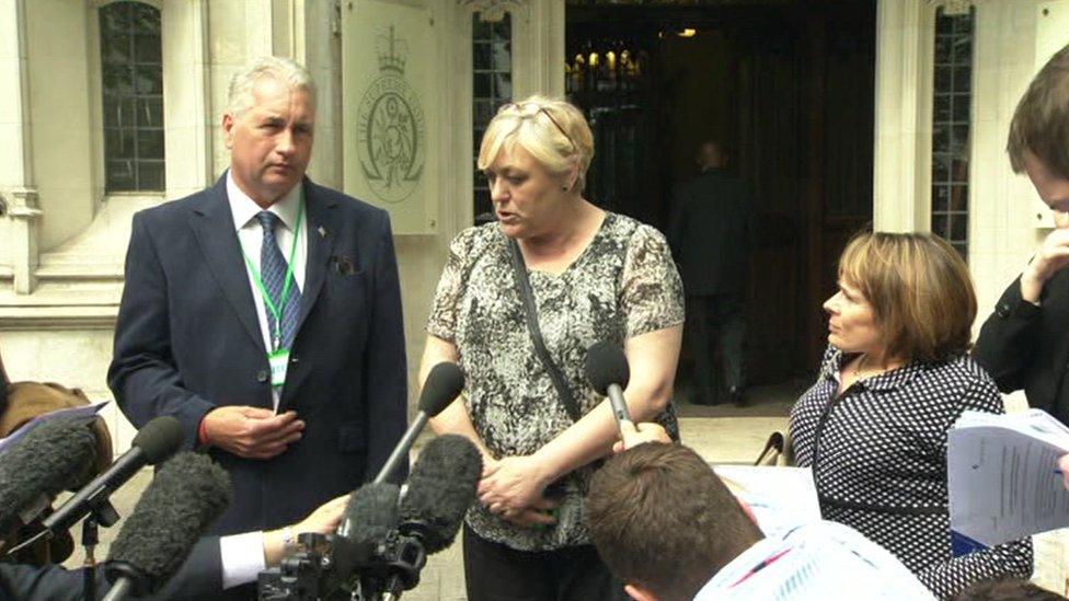 Sue Smith outside the Supreme Court in 2013