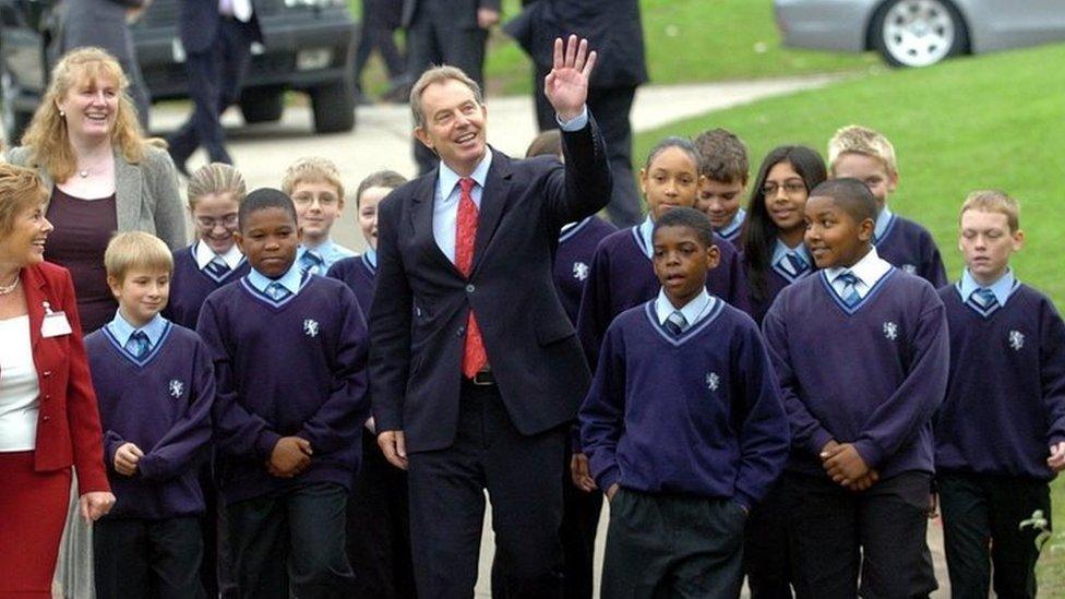 Tony Blair at Bourneville School, Birmingham, in 2005