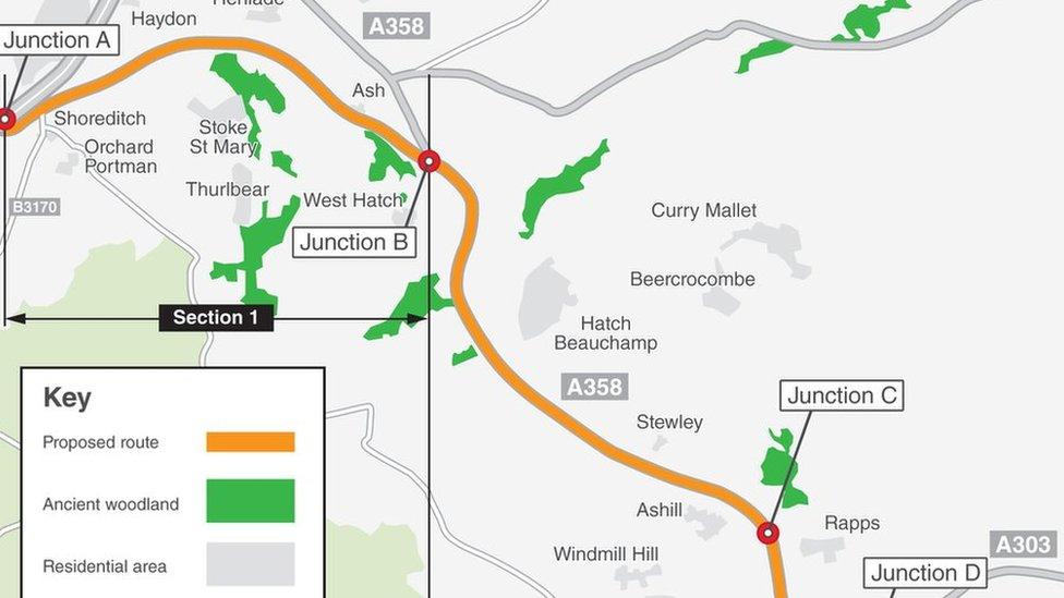 new correct map Planned A358 route