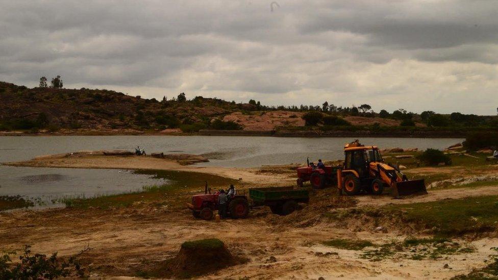 Lake in Melkote village in Mandya district