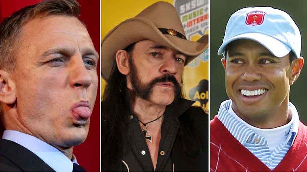 Daniel Craig, Lemmy and Tiger Woods