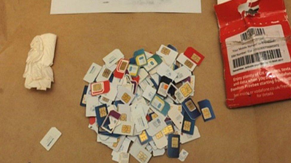 Sim cards recovered from the flat