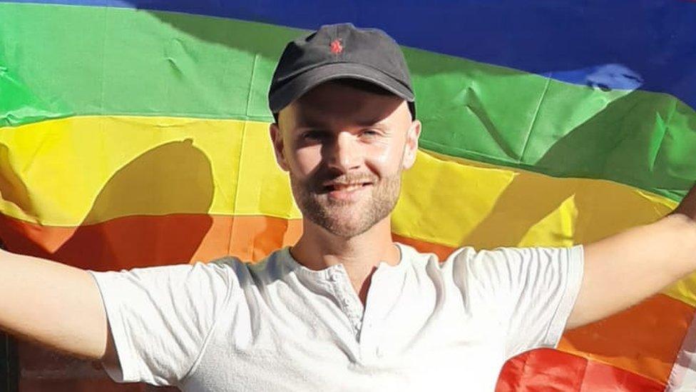 Alex Hancock faced abuse when he displayed his Pride flag out of his window