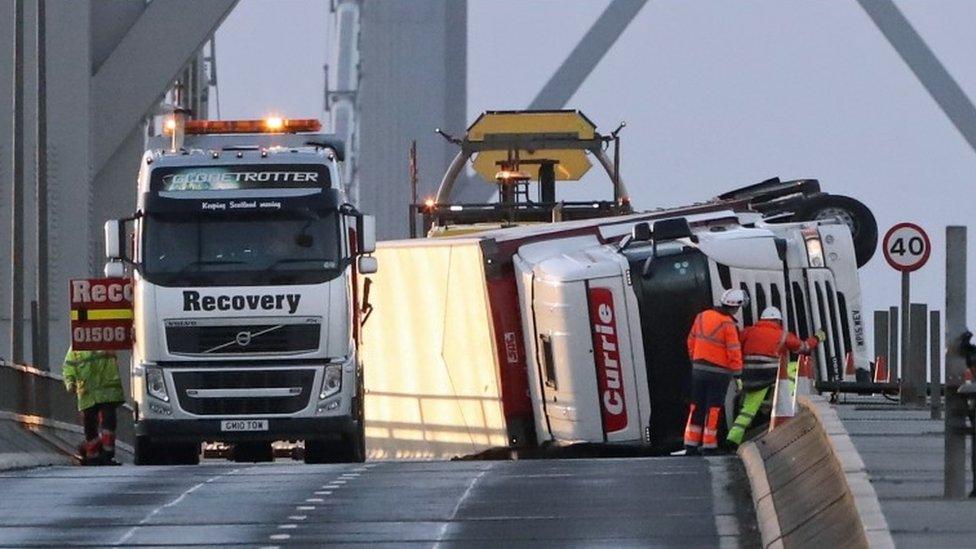 Lorry on Forth Road Bridge