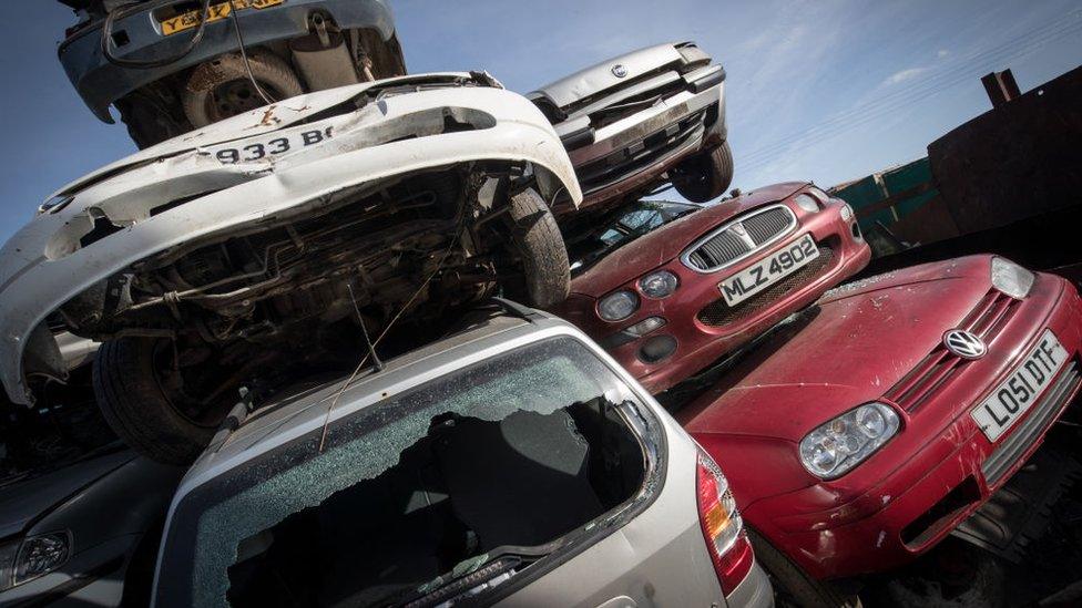 cars at scrappage yard