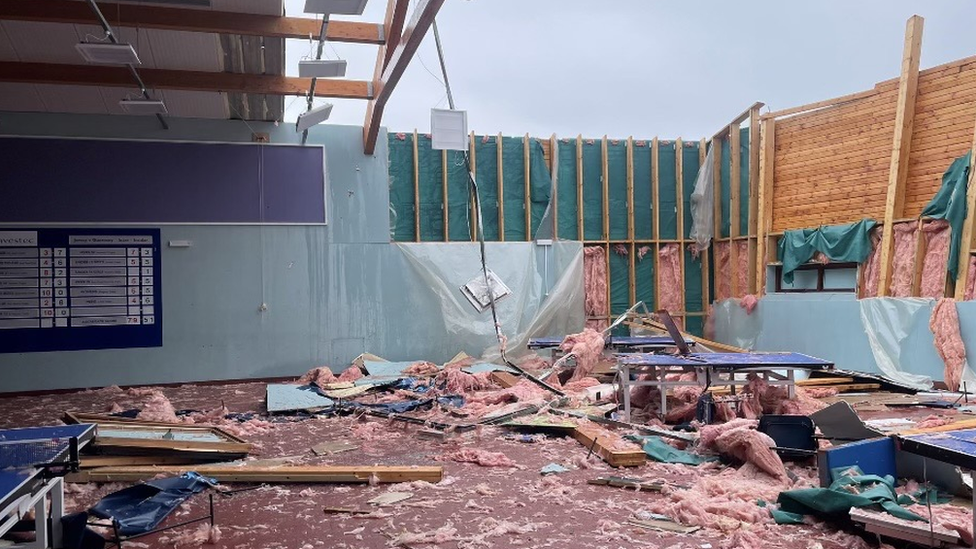 Storm damage to Jersey table tennis