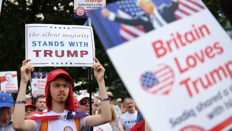 Supporters of Donald Trump gathered at the US Embassy in London