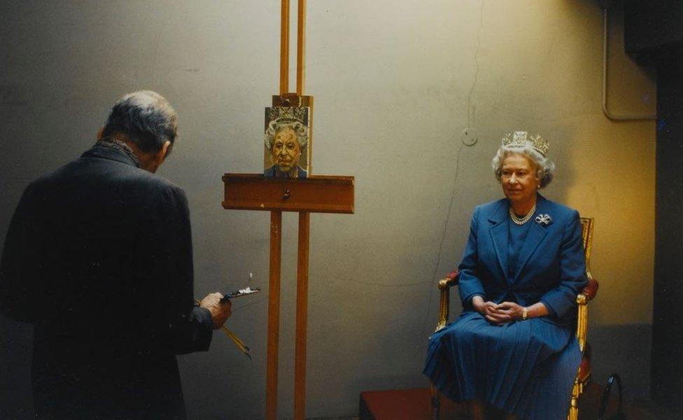 The Queen sitting for Lucien Freud