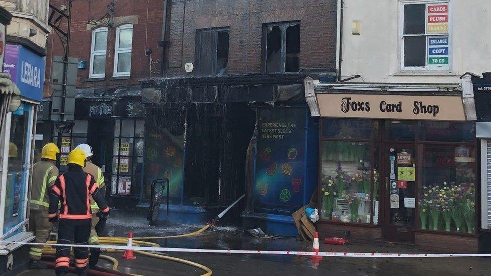 Building destroyed by fire in Wisbech, Cambridgeshire