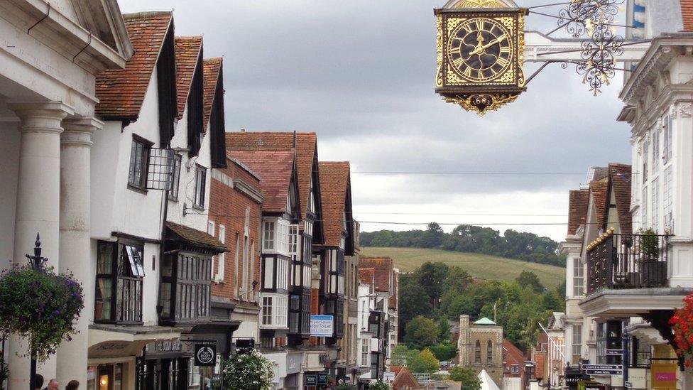 Guildford town centre on a summer day