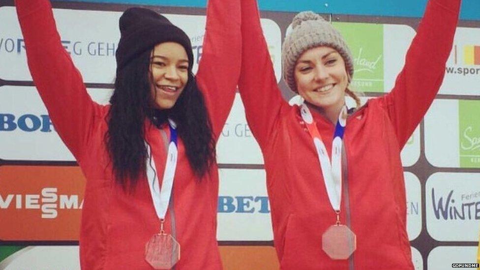 The Micas celebrating junior Bobsleigh World Championship gold in Winterberg earlier this year