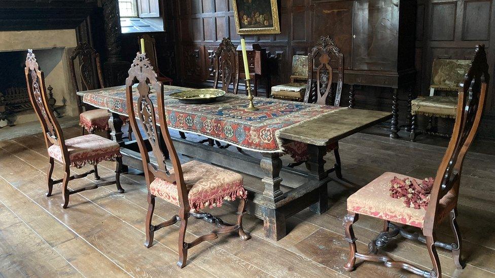 The chairs back in the dining room after 101 years