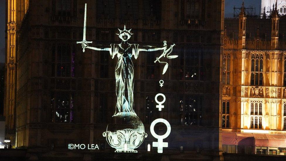 Mo Lea's image beamed onto the Houses of Parliament