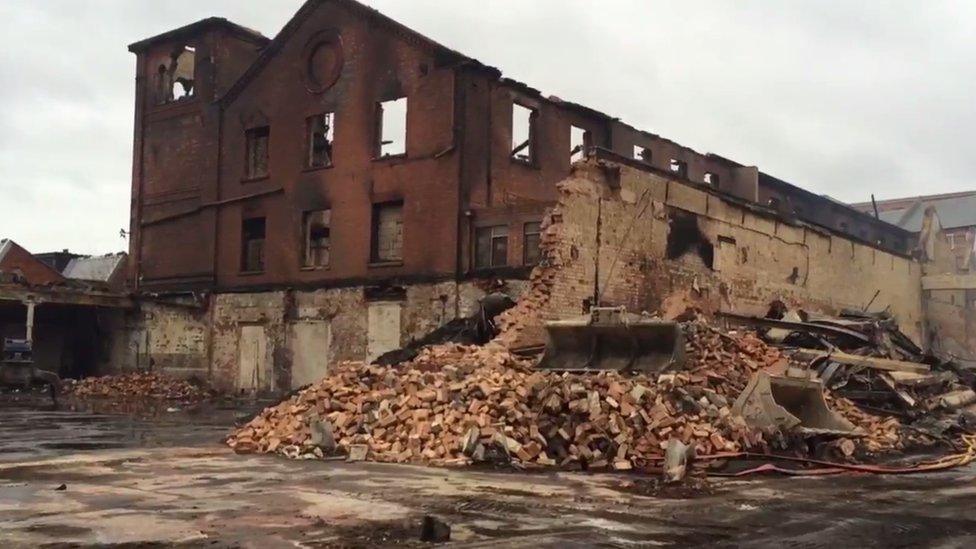 Factory fire aftermath