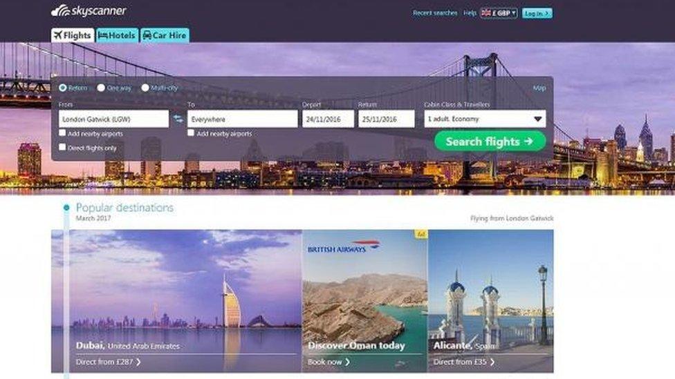 Skyscanner screenshot