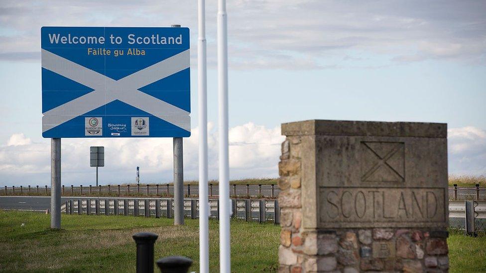 The A1 at the England-Scotland border