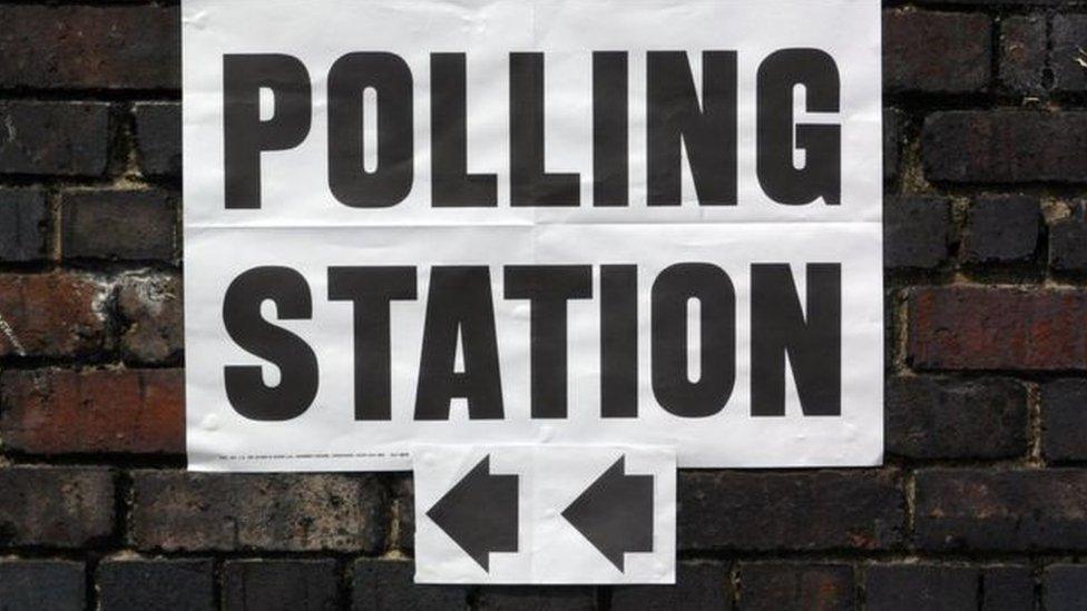 Polling station sign