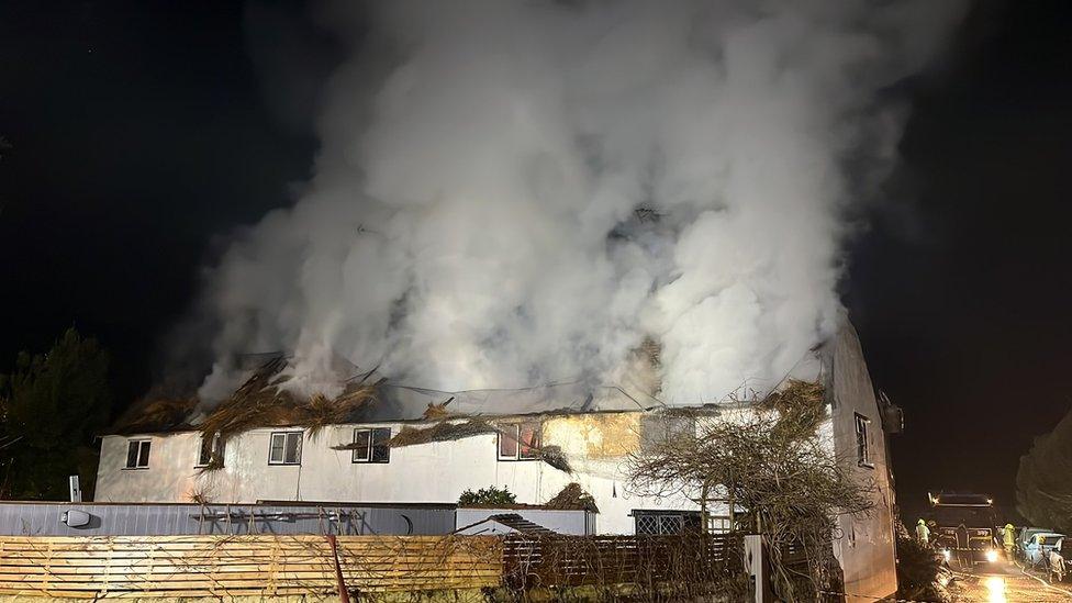 Fire at a property in Hengrave, Suffolk